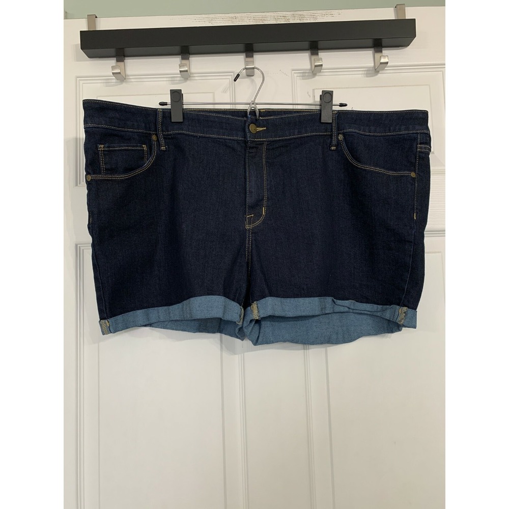 Ava‎ & Viv Plus Size 24W Dark Wash Denim Midi Shorts